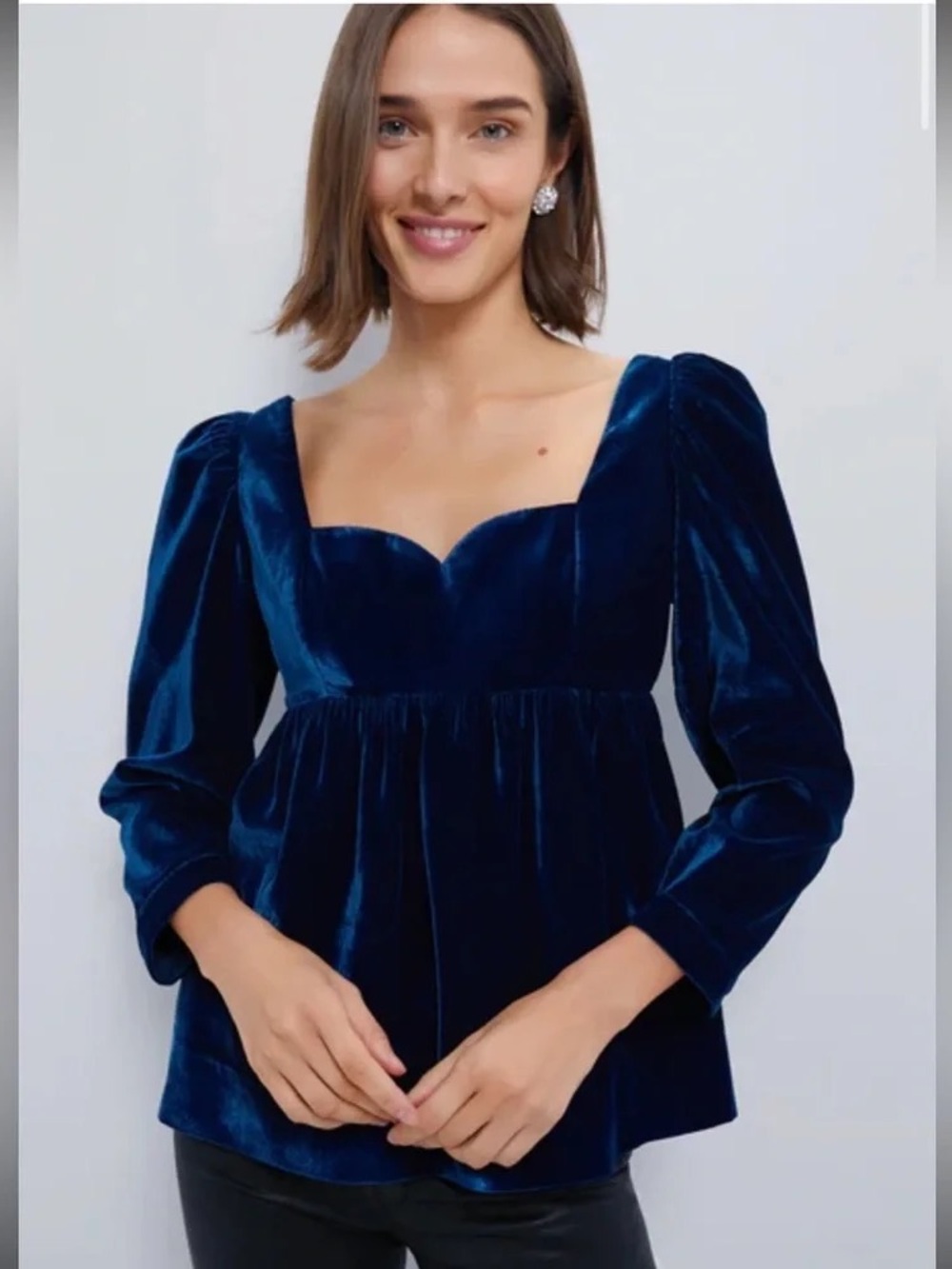 Nwt’s Tuckernuck Hyacinth House Sapphire Velvet Sweetheart Sue Blouse Top Sz S